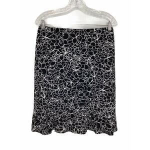 George Black & white Floral Print Skirt M 8/10